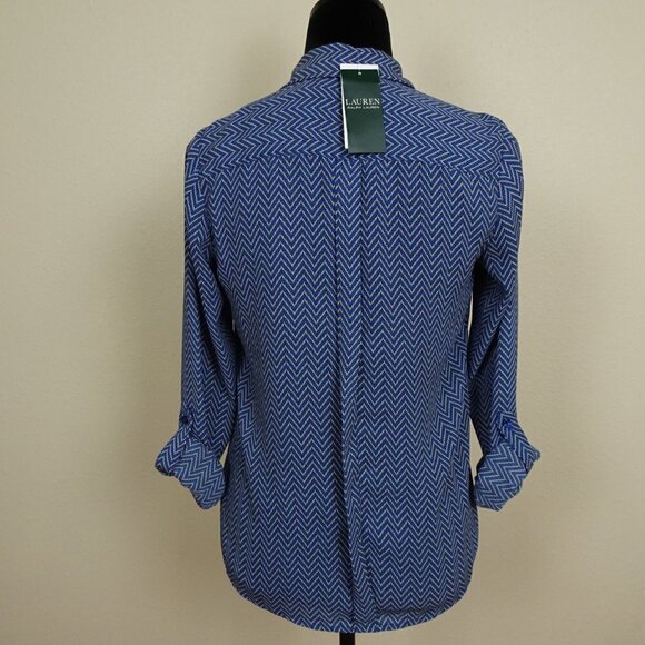Ralph Lauren Chevron Print Top Blouse Size XS - Picture 4 of 7